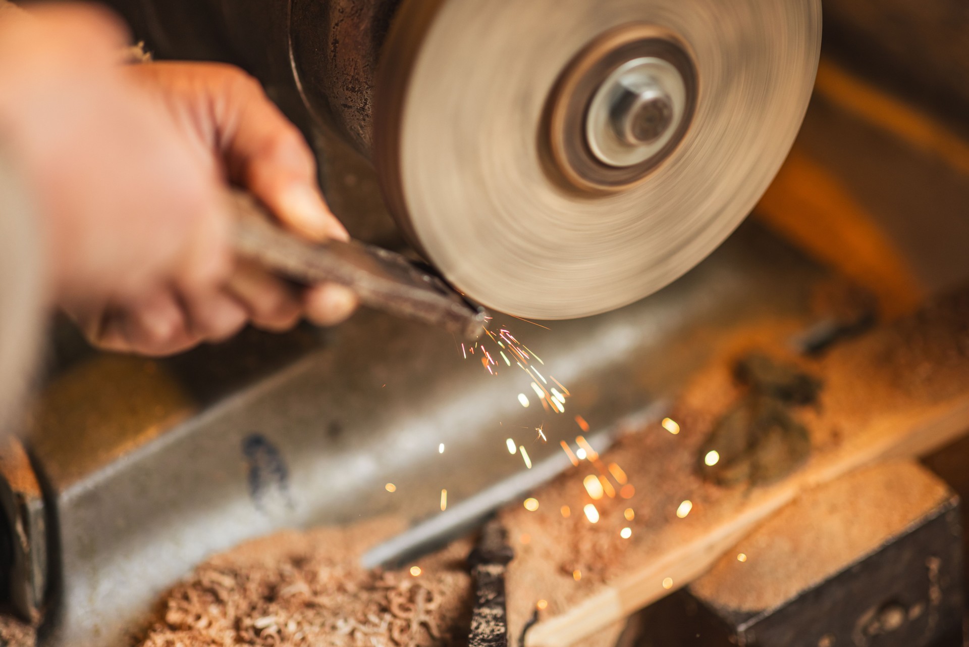 Carpenter - Woodworking - In the workshop - Small business - Stock Photo