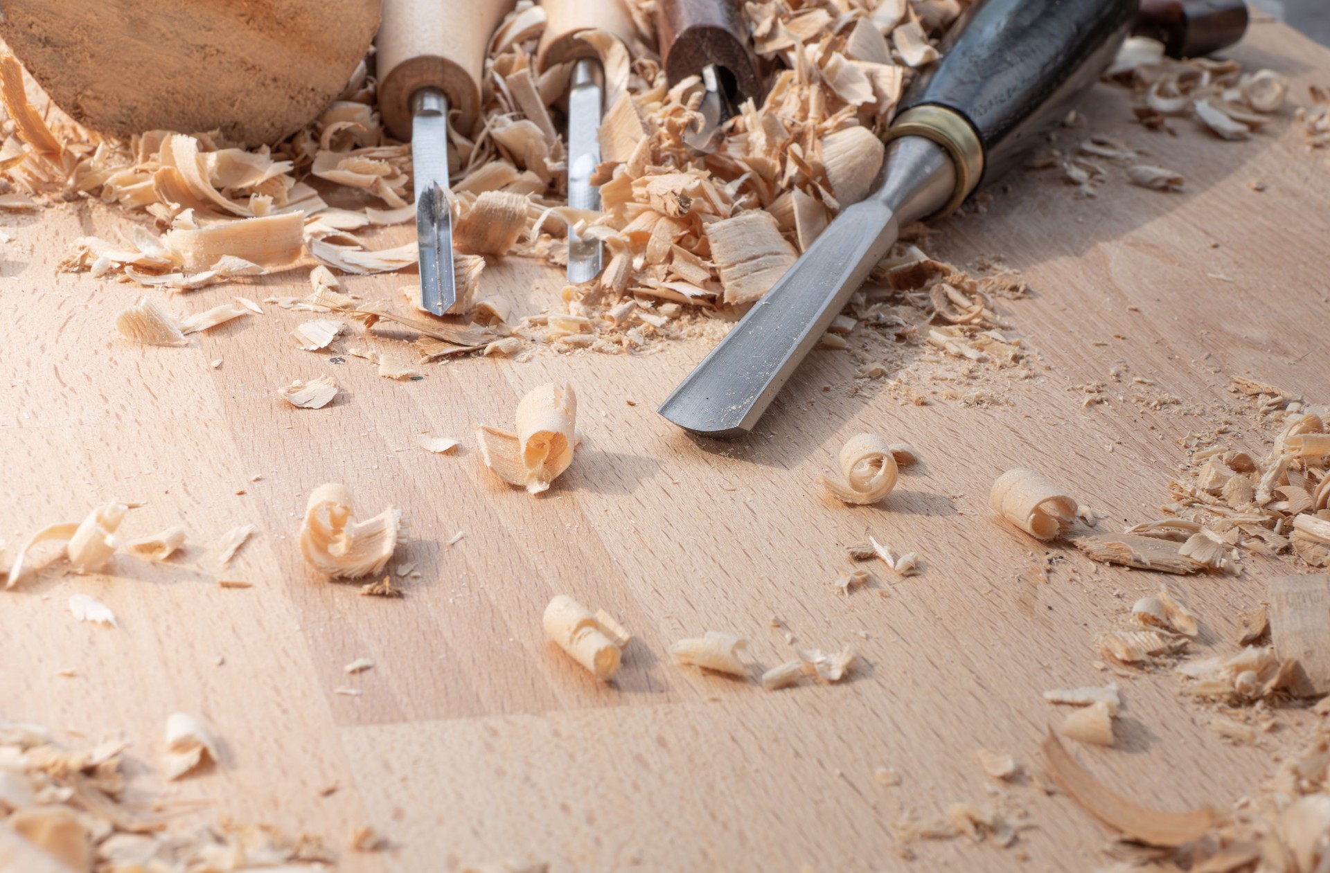 Close-up of a chisel.